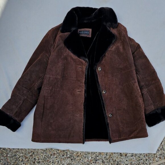 Gallery Genuine Leather Suede Faux Fur lining Jacket L - Picture 10 of 16